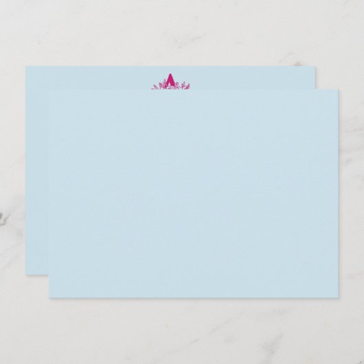 Roze Bloemen Monogram Aangepaste Naam Stationery Notitiekaartje (Voorkant / Achterkant)