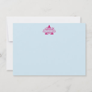 Roze Bloemen Monogram Aangepaste Naam Stationery Notitiekaartje