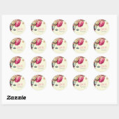 Roze Bloemen Monogram Bruiloft Sticker (Vel)