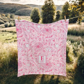 Roze Bloemen Monogram Custom Deken voor meisjes