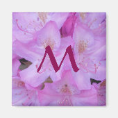 Roze Bloemen Monogram Magneet (Voorkant)