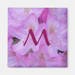 Roze Bloemen Monogram Magneet