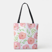 Roze Bloemen Monogram Tote Bag (Achterkant)