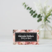 Roze bloemen | Monogram Visitekaartje (Staand voorkant)