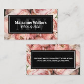 Roze bloemen | Monogram Visitekaartje (Voorkant / Achterkant)