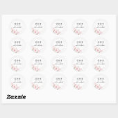 Roze Bloemen Monogrammed Bruiloft Dank u Ronde Sticker (Vel)