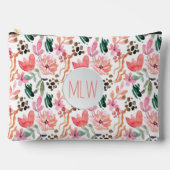 Roze Bloemen Monogrammed Groot Etui (Voorkant)