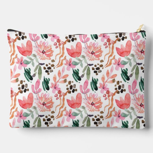 Roze Bloemen Monogrammed Groot Etui (Achterkant)