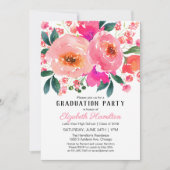 Roze Bloemen Mooi Boeket Afstudeerfeest Kaart (Voorkant)