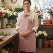 Roze bloemen mooi monogram schort