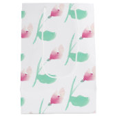 Roze Bloemen Mooie Abstracte Medium Cadeauzakje (Achterkant)
