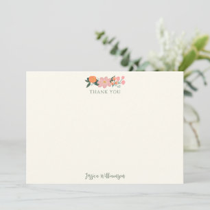 Roze Bloemen Mooie Botanische Aangepaste Bruidsdou Bedankkaart