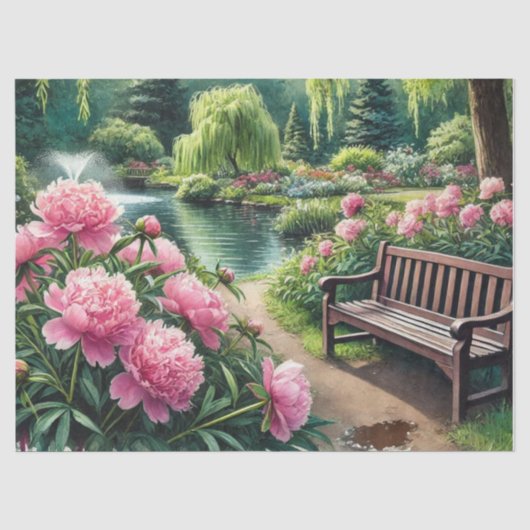 Roze Bloemen Mooie Pioenrozen Tissuepapier (Voorkant)