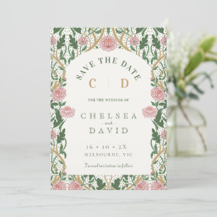 Roze Bloemen Morris Save The Date Kaart