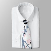 Roze bloemen, mosterdblauw en zwart stropdas (Gebonden)