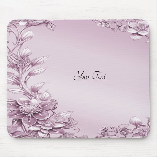Roze Bloemen Mousepad Muismat (Voorkant)