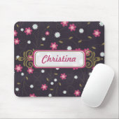 Roze bloemen Mousepad Muismat (Met muis)