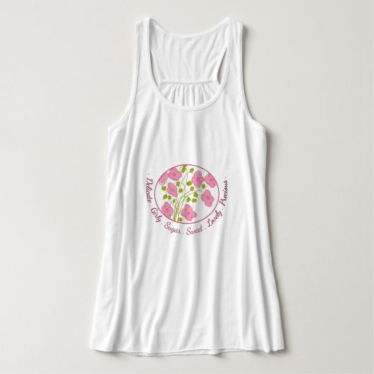 Roze Bloemen mouwloos Tanktop (Design voorkant)