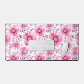 Roze Bloemen Naadloze Bloemen Patroon Bureaumat (Keyboard & Muis)