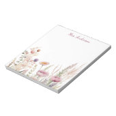 Roze Bloemen Naam Leraar Notitieblok (Linkerzijde)