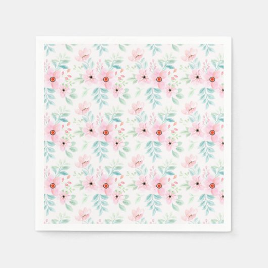 Roze bloemen Napkins Servet (Voorkant)