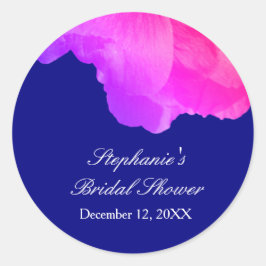 Roze Bloemen Navy Blauw Wit Schattige Vrijgezellen Ronde Sticker