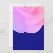 Roze Bloemen Navy Blue Roos Elegant Custom Wedding Kaart (Achterkant)