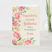 Roze Bloemen Neef Gefeliciteerd Afstuderen Kaart (Voorkant)