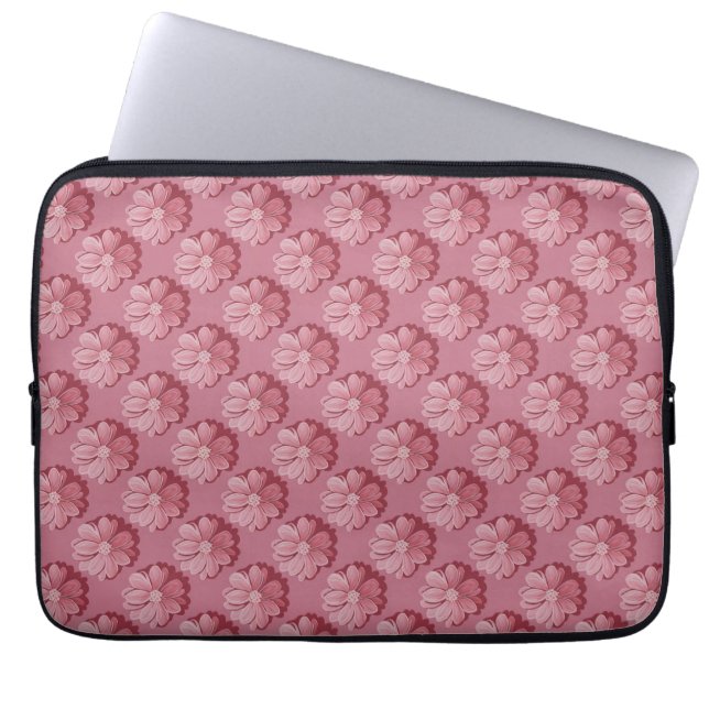 Roze Bloemen Neopreen Laptop Sleeve (Voorkant)