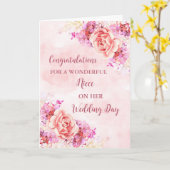 Roze Bloemen Nicht Bruiloft Dag Gefeliciteerd Kaart (Gele Bloem)