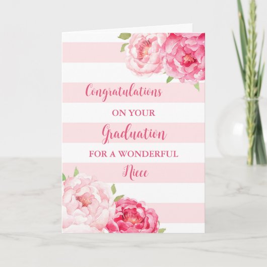 Roze Bloemen Nicht Gefeliciteerd Afstuderen Kaart (Voorkant)