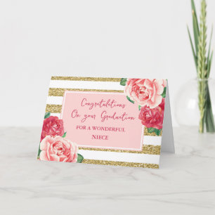 Roze Bloemen Nicht Gefeliciteerd Afstuderen Kaart
