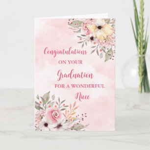 Roze Bloemen Nicht Gefeliciteerd Afstuderen Kaart