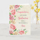 Roze Bloemen Nicht Gefeliciteerd Afstuderen Kaart (Gele Bloem)
