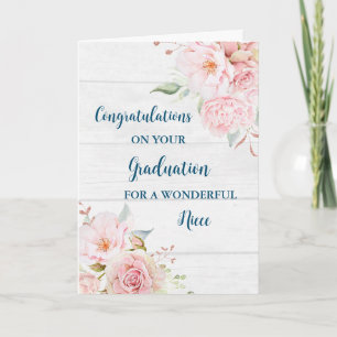 Roze Bloemen Nicht Gefeliciteerd Afstuderen Kaart