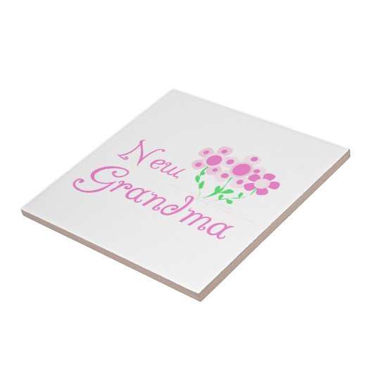 Roze Bloemen Nieuwe Oma Gifts Tegeltje (Zijkant)