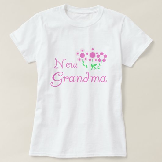 Roze Bloemen Nieuwe Oma T-shirts en geschenken (Design voorkant)