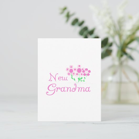 Roze Bloemen Nieuwe Oma T-shirts en geschenken Briefkaart (Staand voorkant)