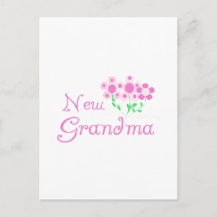 Roze Bloemen Nieuwe Oma T-shirts en geschenken Briefkaart