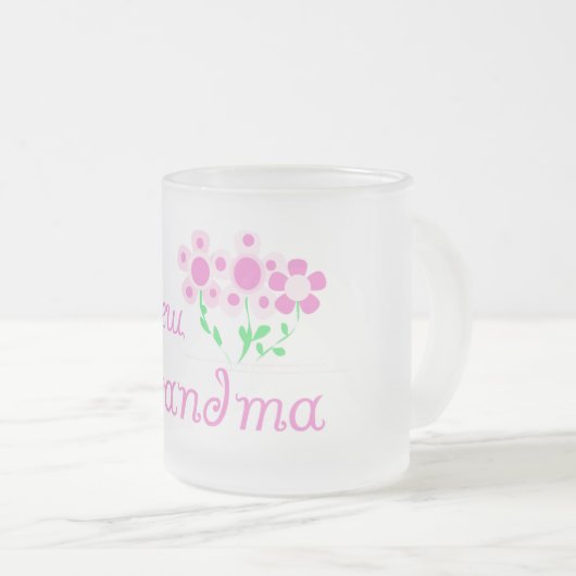 Roze Bloemen Nieuwe Oma T-shirts en geschenken Matglas Koffiemok (Voorkant rechts)