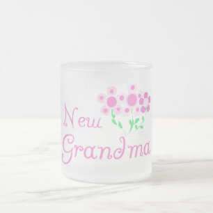 Roze Bloemen Nieuwe Oma T-shirts en geschenken Matglas Koffiemok