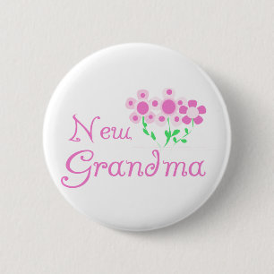 Roze Bloemen Nieuwe Oma T-shirts en geschenken Ronde Button 5,7 Cm