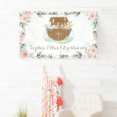 Roze Bloemen Noah's Ark Doop Welkom Achtergrond Spandoek (Insitu)