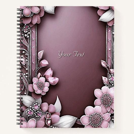 Roze bloemen notebook notitieboek (Voorkant)