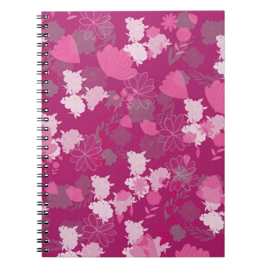 roze bloemen notitieboek (Voorkant)