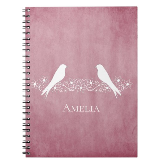 Roze bloemen Notitieboek van wijnstokken (Voorkant)