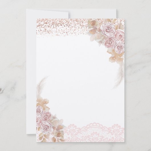 Roze Bloemen Nuestra Boda Spaanse bruiloft Kaart (Achterkant)