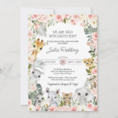Roze bloemen Oerwoud Safari Animals Baby shower Kaart (Voorkant)