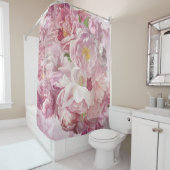 Roze Bloemen Olieverfschilderij: Delicate Douchegordijn (In situ)