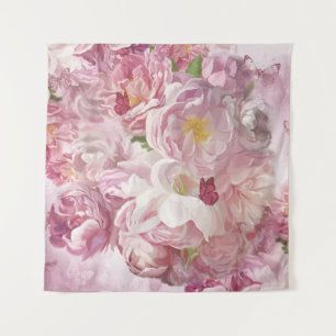 Roze Bloemen Olieverfschilderij: Delicate Wandkleed